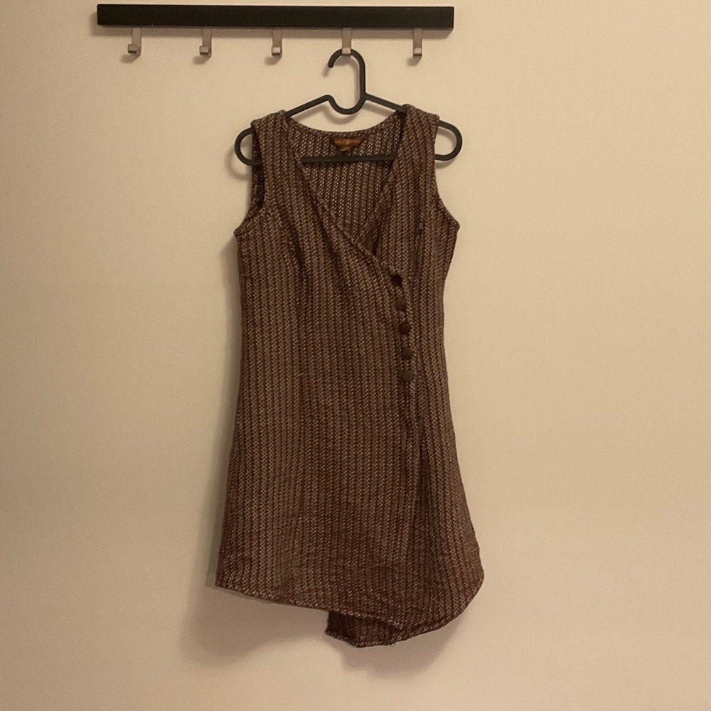 April Cornell Asymmetrical Brown Wrap Dress Size XXS